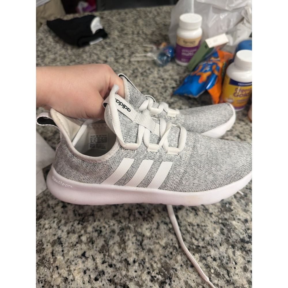 Adidas Cloudfoam Pure Womens Size 6 Gray White Athletic Running Shoes Sneakers - Picture 5 of 5